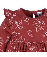 Gerber Baby Girls Holiday Dark Orange Fall Leaves Babydoll Dresses