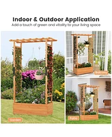 Sugift Raised Garden Bed with Arch Trellis-Orange