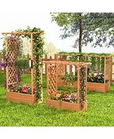 Sugift Raised Garden Bed with Arch Trellis-Orange