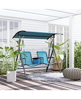 Streamdale Furniture 2-Seat Patio Swing with Canopy, Storage and Adjustable Shade