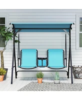 Streamdale Furniture 2-Seat Patio Swing with Canopy, Storage and Adjustable Shade