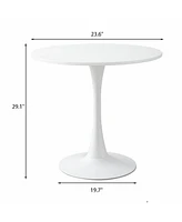Modern Mdf Top & Steel Base White Round Table