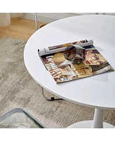 Streamdale Furniture Modern Mdf Top & Steel Base White Round Table