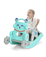 Vebreda 4-in-1 Rocking Horse and Slide Set for Kids-Blue