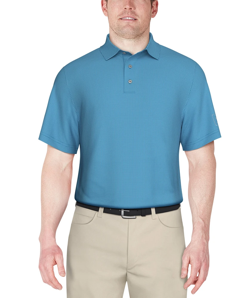 Pga Tour Men's Short Sleeve Mini Check Polo Shirt