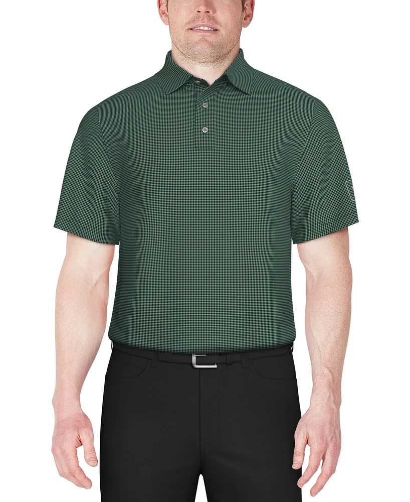 Pga Tour Men's Short Sleeve Mini Check Polo Shirt