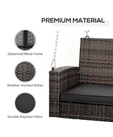 Streamdale Furniture 2-Person Wicker Swing Bench with Cushions