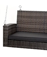 Streamdale Furniture 2-Person Wicker Swing Bench with Cushions