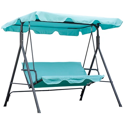 Streamdale Furniture 3-Seat Canopy Swing Chair, Steel Frame, Green