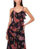 CeCe Women's Floral-Print Ruffled Maxi Dress