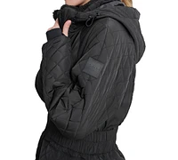 Dkny Women's Quilted Elastic-Waist Hooded Zipper Jacket