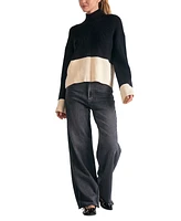 Elan Women's Mock-Neck Colorblocked Sweater