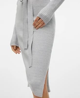 Vero Moda Women's Ribbed Long-Sleeve V-Neck Dress