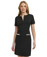 Tommy Hilfiger Women's Split-Neck Beaded-Pocket Dress