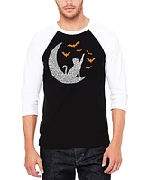 La Pop Art Men's Lunar Bats Raglan Baseball Word T-Shirt