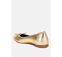 Rag & Co Enchanted Bow Detail Metallic Ballerinas