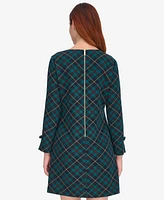 Tommy Hilfiger Petite Plaid Long-Sleeve Bow-Cuff Dress