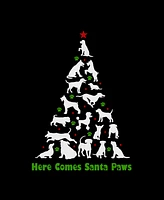 La Pop Art Men's Here Comes Santa Paws Word Long Sleeve T-Shirt