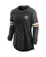 Nike Women's Black/Heathered Charcoal New Orleans Saints Team Outline Raglan Performance Long Sleeve T-Shirt