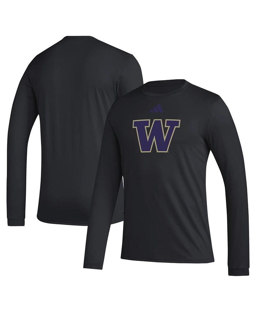 Adidas Men's Black Washington Huskies Primary Locker Logo Pre-Game Long Sleeve T-Shirt