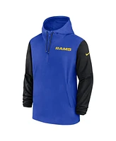 Nike Men's Royal/Black Los Angeles Rams 2024/25 Sideline Pre-Game Player 1/2-Zip Hoodie Jacket