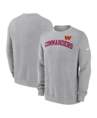 Nike Men's Heather Gray Washington Commanders Club Pullover Sweatshirt