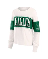 Fanatics Women's Cream Philadelphia Eagles Antique Block Long Sleeve T-Shirt