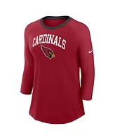 Nike Women's Cardinal Arizona Cardinals Raglan 3/4 Sleeve T-Shirt