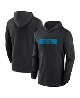 Nike Men's Black Carolina Panthers Sideline Hoodie Performance Long Sleeve T-Shirt