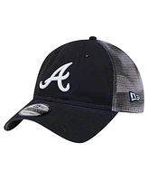 New Era Men's Navy Atlanta Braves Team Slick Trucker 9TWENTY Adjustable Hat