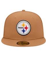 New Era Men's Tan Pittsburgh Steelers Color Pack 59FIFTY Fitted Hat with Side Patch