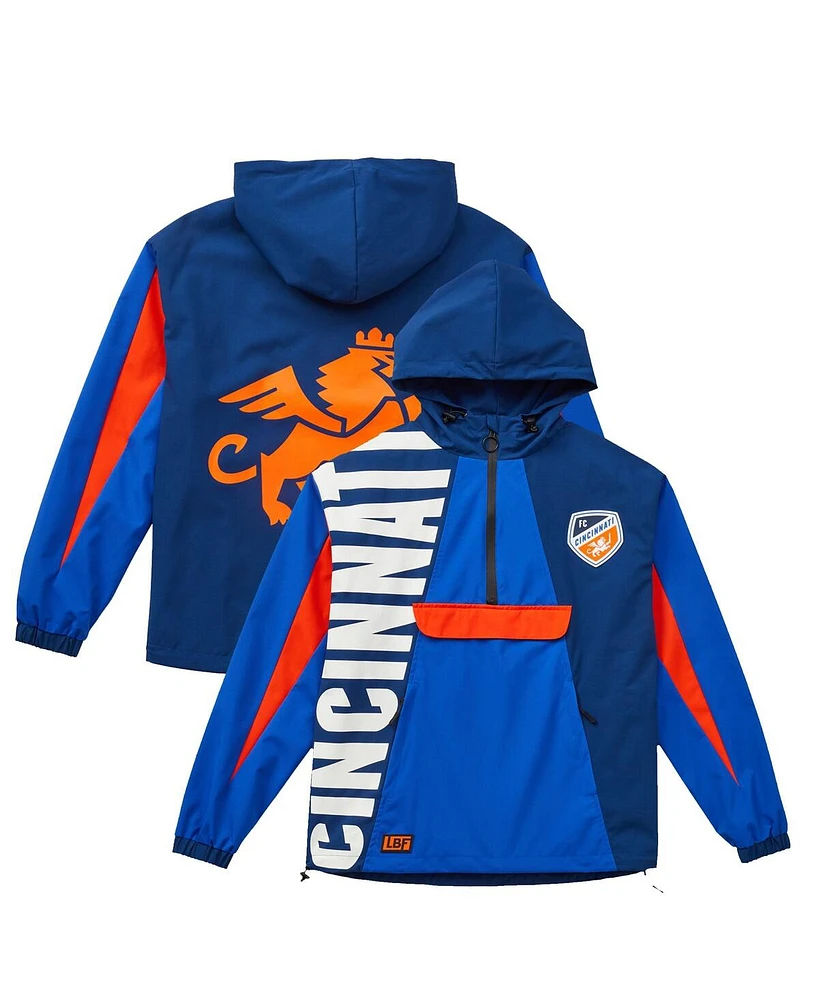 Live Breathe Futbol Men's and Women's Blue Fc Cincinnati Tekker Half-Zip Anorak Jacket