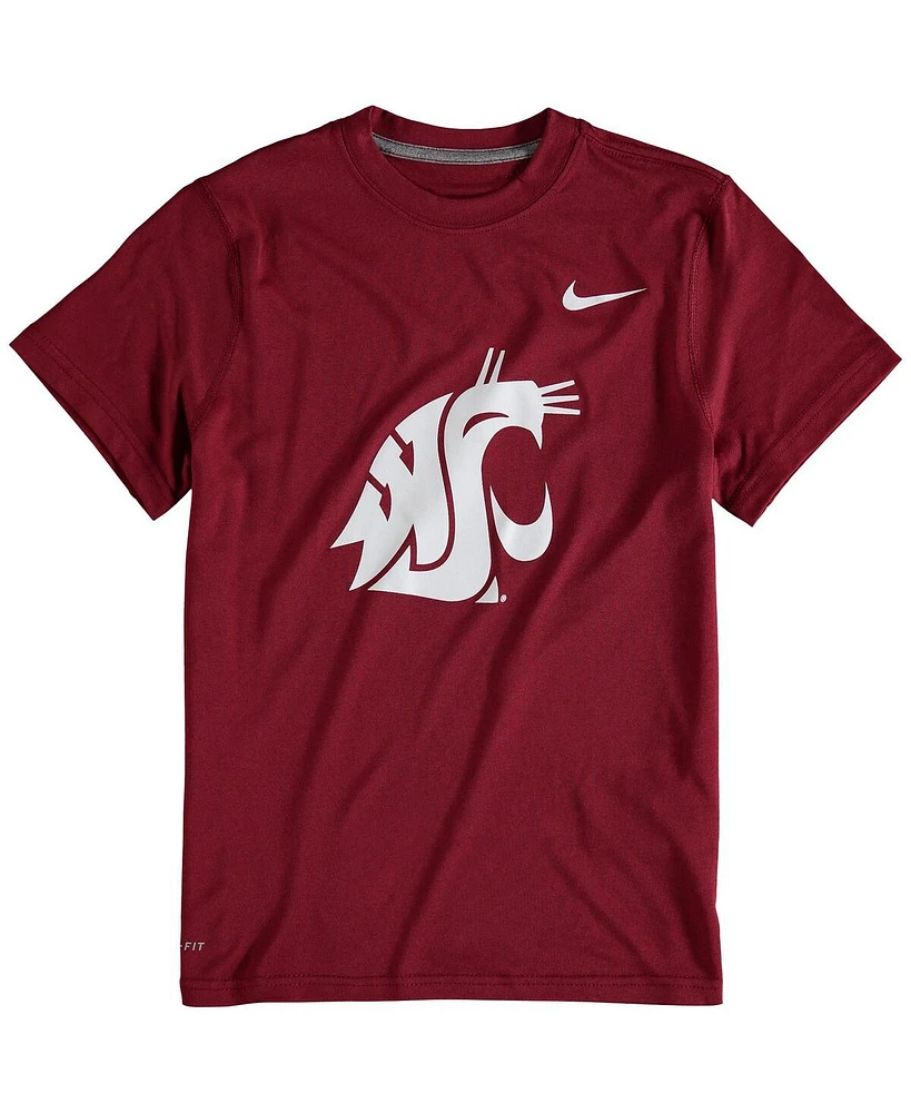Nike Big Boys and Girls Washington State Cougars Crimson Logo Legend Performance T-Shirt