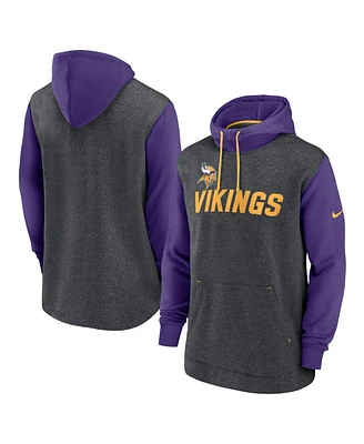 Nike Men's Heathered Charcoal/Purple Minnesota Vikings Surrey Legacy Pullover Hoodie