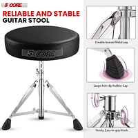 5 Core Drum Throne Comfortable Padded Guitar Stool Height Adjustable Music Dj Chair Heavy Duty Seat - Black