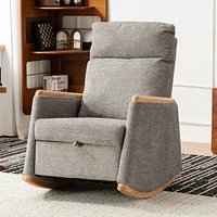 Comfortable Upholstered Rocking Chair with Solid Wood Base
