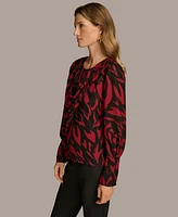 Donna Karan New York Women's Printed Drape-Front Top