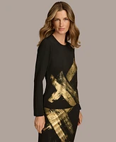 Donna Karan New York Women's Metallic-Brushstroke Top