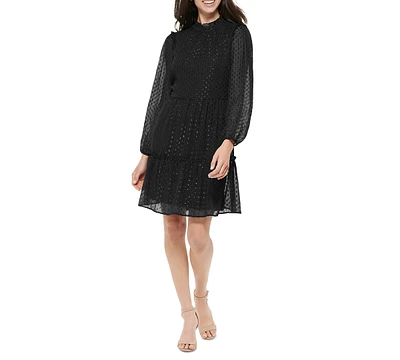 Tommy Hilfiger Petite Glitter Dot Chiffon Shift Dress