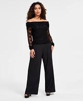 Bar Iii Petite Lace Off-The-Shoulder Long-Sleeve Top, Created for Macy's