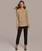 Donna Karan New York Women's Asymmetrical Neckline Metallic Sweater