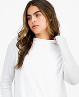 Bar Iii Petite Mock Neck Long-Sleeve Blouson Knit Top, Created for Macy's