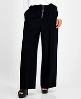 Bar Iii Petite Zip-Front High Rise Wide-Leg Pants, Created for Macy's