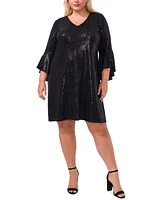 Vince Camuto Plus Sequined Flounce-Sleeve Mini Dress