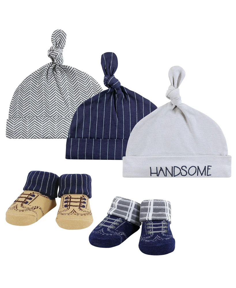 Hudson Baby Baby Boys Cap and Socks Set, Handsome, 0-9 Months