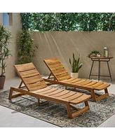 Acacia Wood Chaise Lounge Set (Set Of 2)