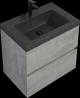 Streamdale Furniture Modern 30" Floating Vanity with Black Quartz Top, Grey