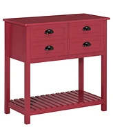 Streamdale Furniture Red Coffee Bar Cabinet with Drawers and Open Shelf