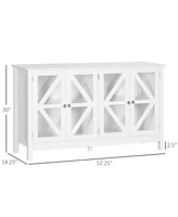 White Tempered Glass Sideboard with Adjustable Storage