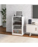 Streamdale Furniture Distressed White Media Cabinet with Adjustable Shelves